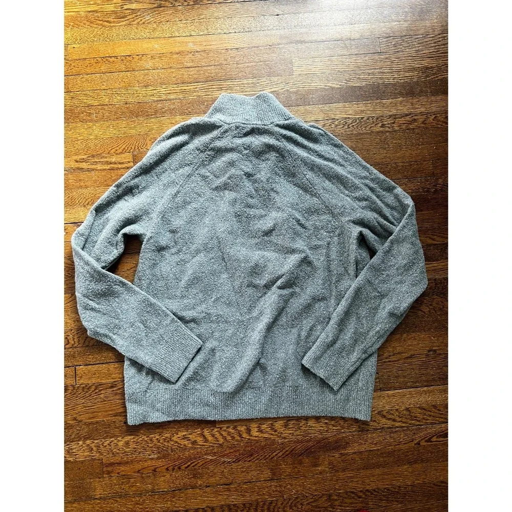 Banana Republic Mens Grey‎ Boucle Cotton Wool Blend Quarter Zip Sweater Large